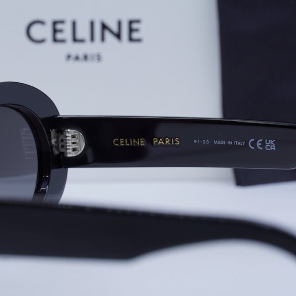 Celine CL40194U 01A Oval Sunglasses - Black/Smoke - Picture 12 of 14